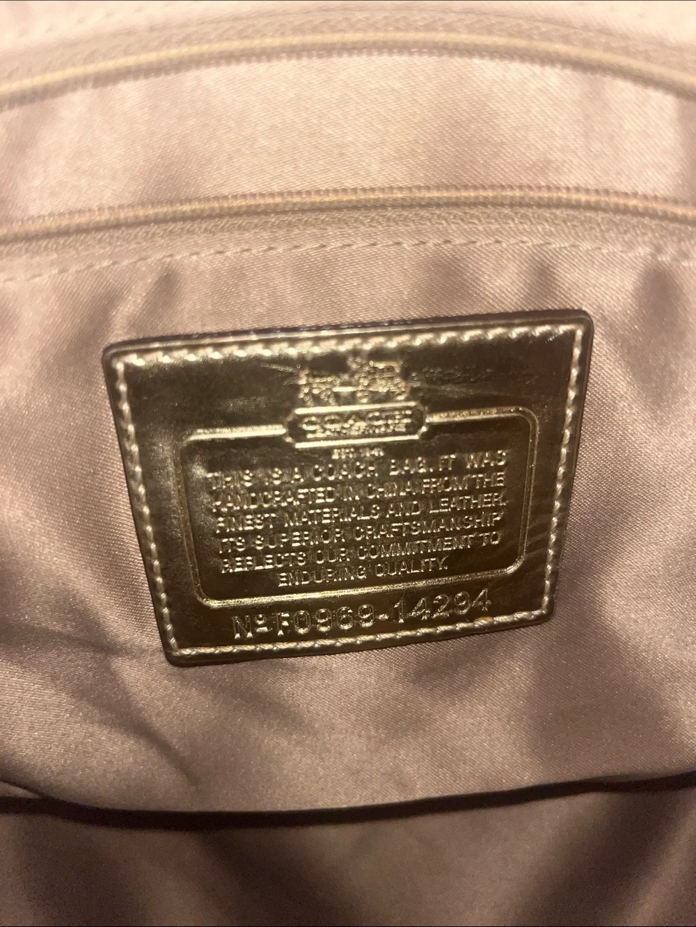 Coach Signature Shoulder Bag in Tan and Brown with Gold Hardware